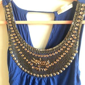 DESIGN HISTORY SZ S MAXI BLUE EMBELLISHED DRESS